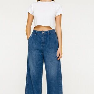 GAP Denim Blue Flare Jeans Women’s High Rise Wide Leg 18/34R New